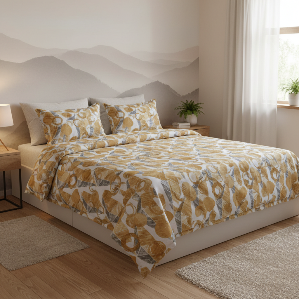 Altın Yapraklı Soyut Daire Deseni