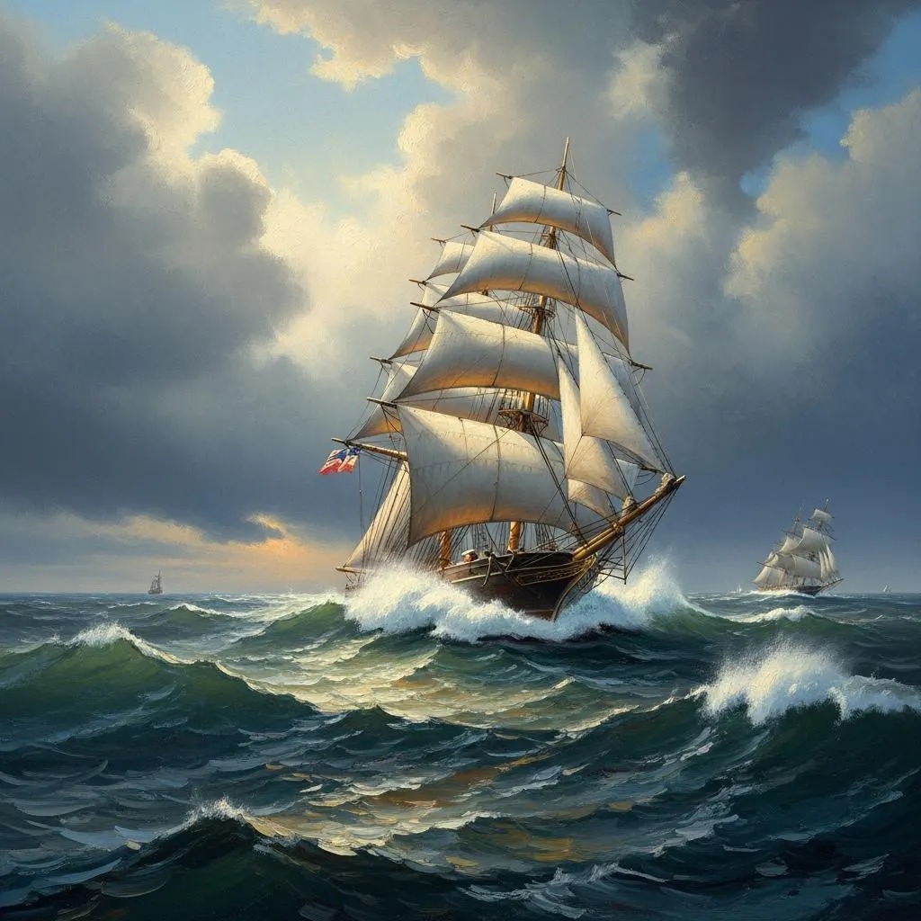 Fırtınalı Deniz ve Yelkenli Gemi Duvar Kağıdı – Denizcilik Temalı Peel & Stick Duvar Kağıdı