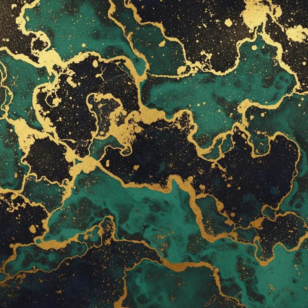 Zümrüt Yeşili Altın Efektli Mermer Duvar Kağıdı – Lüks Modern Soyut Tasarım